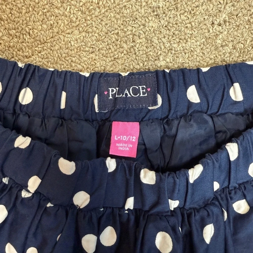 Children's Place: Girls Navy/White Polka Dot Skirt, Size L (10/12)